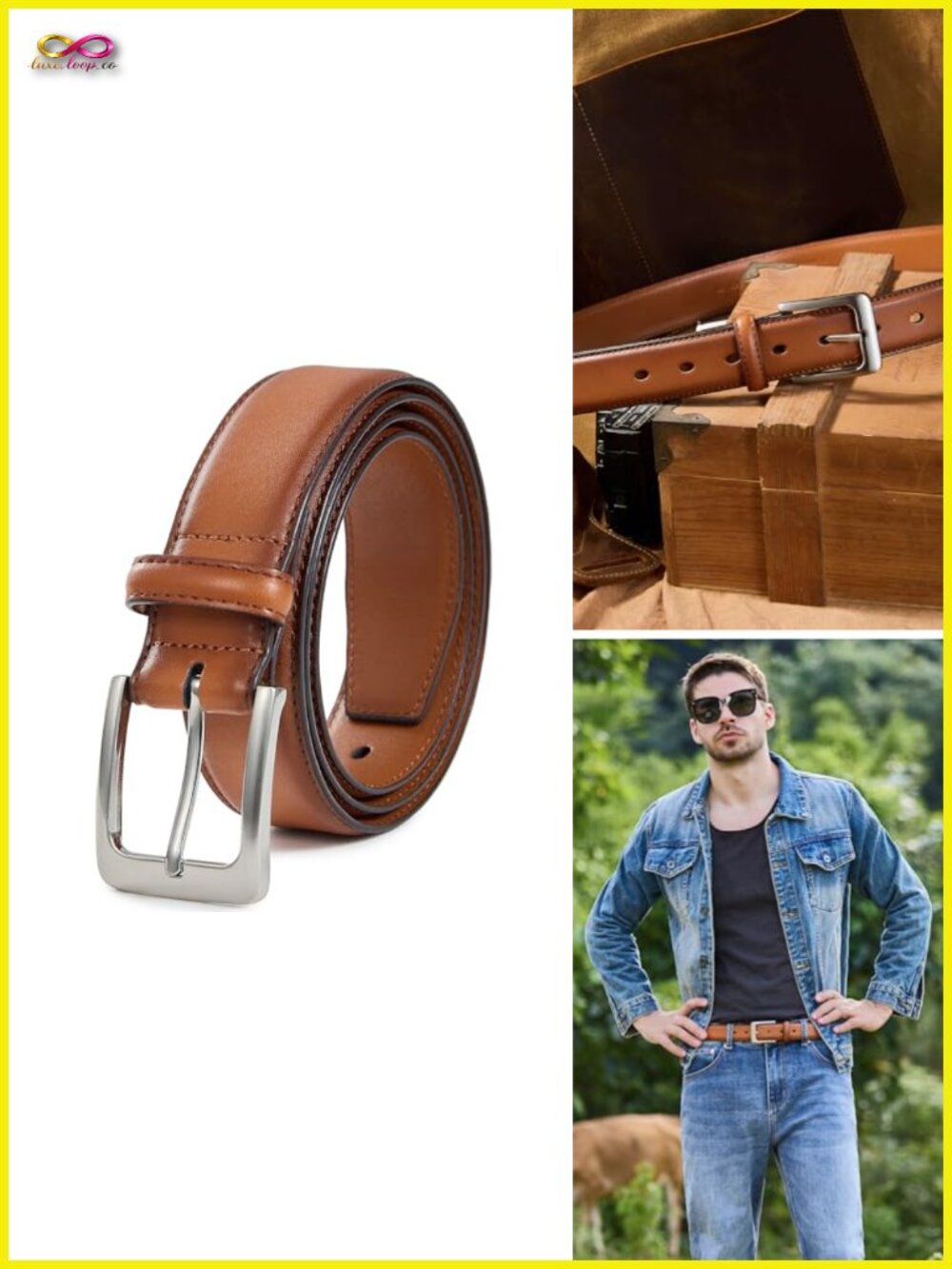 Men's Genuine Leather Dress Belt, Handmade Classic Everyday Belt for Work